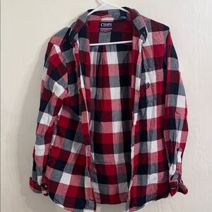 Chaps Red and Black Casual Button Down Shirt